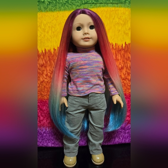 American Girl Rewigged rainbow long hair - Picture 7 of 7